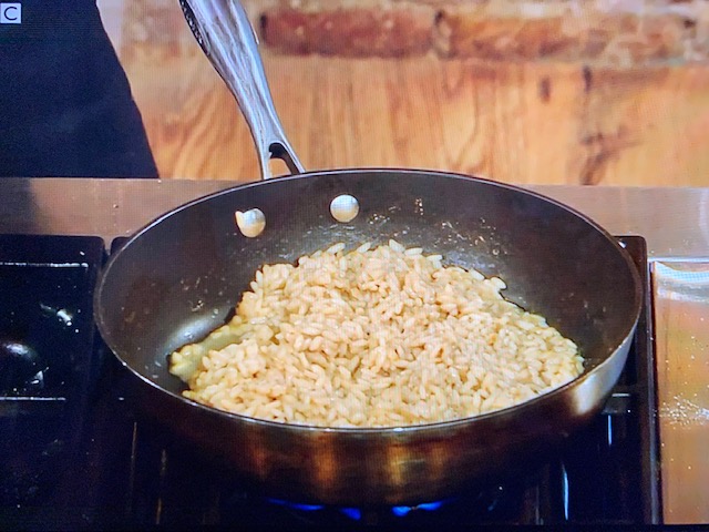 Langoustines with braised ox cheek and Parmesan risotto